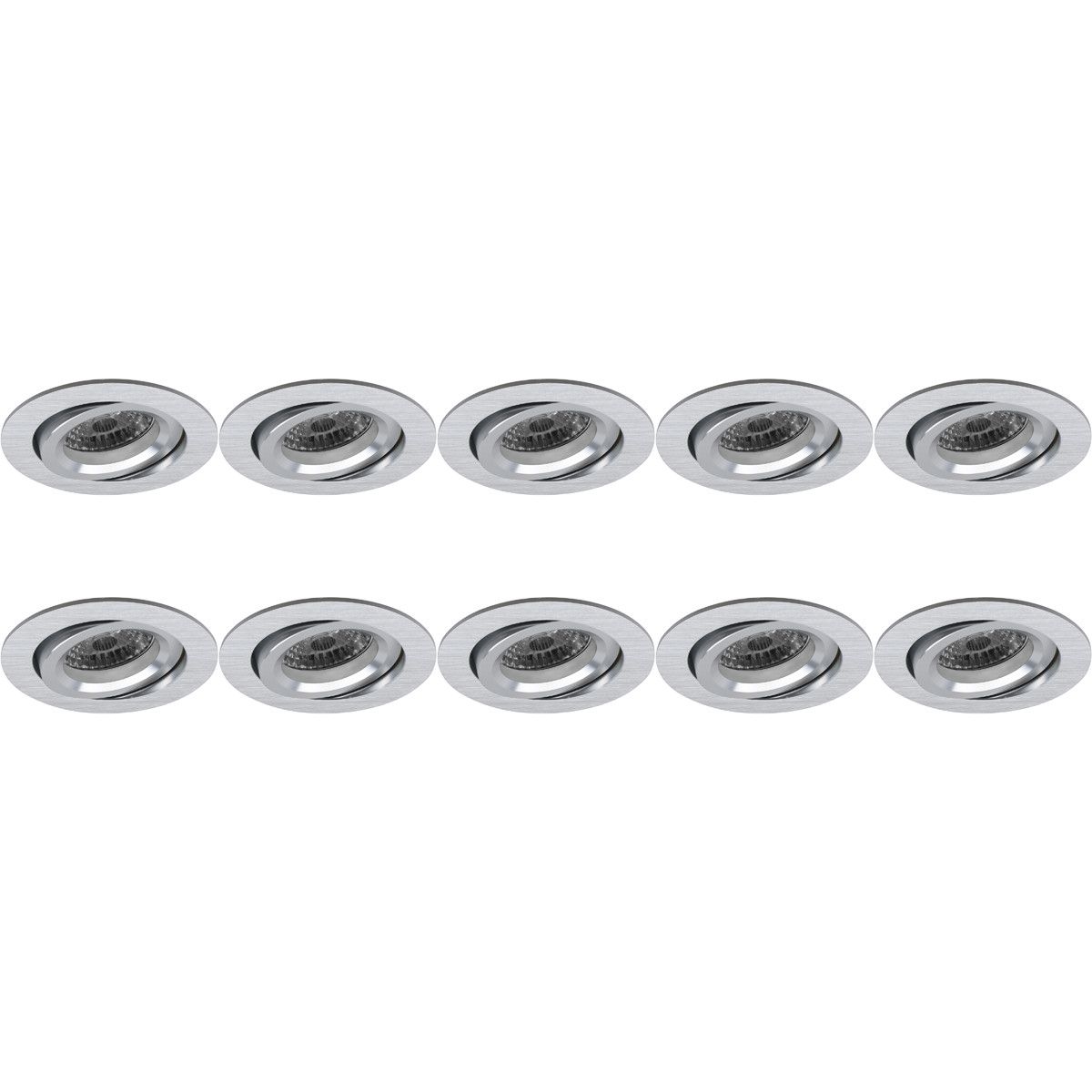 BES LED Spot Armatuur 10 Pack - Pragmi Aerony Pro - GU10 - Inbouw Rond - Mat Zilver - Aluminium - Kantelbaar - Ø82mm