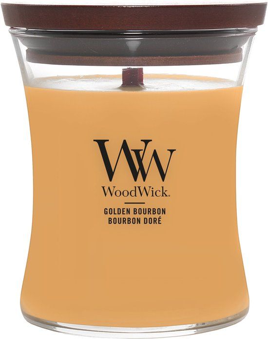 WoodWick Hourglass Medium Geurkaars - Golden Bourbon - 60 branduren