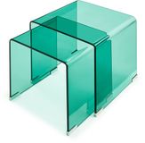 en.casa Bijzettafel Kariengem set van 2 groen