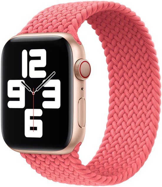 Apple Gevlochten solobandje voor de Apple Watch | 44/45/46/49 mm - Maat 4 - Pink Punch