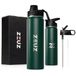 ZEUZ Premium RVS Thermosfles & Drinkfles – Waterfles met Rietje - BPA Vrij – 700 ml - Mat Groen