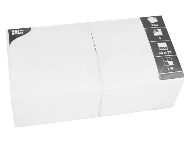 PAPSTAR Papieren Servetten - 33 x 33 cm - 3 Laags - Wit