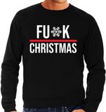 Bellatio Decorations Foute Kerst trui / sweater voor heren - fu k Christmas - zwart - Kerstmis XXL
