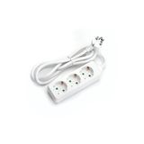 Duitse 3-voudige stekkerdoos zonder schakelaar, 3 m lengte met 3G en 1,5 mm² kabel, ideaal voor je elektrische behoeften, wit, veilig en efficiënt.