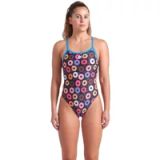 Arena Dames zwempak uit 1 stuk Donuts Challenge Zwart Polyester MaxLife Eco