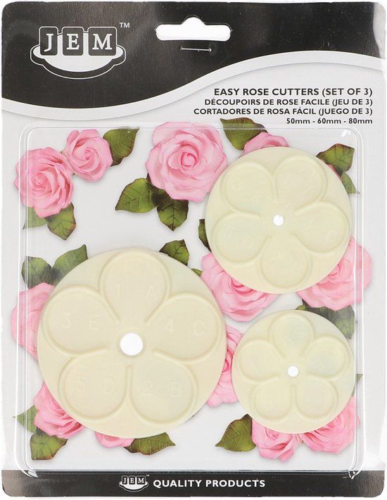 JEM Cutter Easy Rose Set/3 - Roze - Kunststof