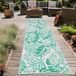 Bol Tapis d'extérieur résistant à l'eau avec un aspect tropical, couleur : pétrole, dimensions : 90 x 300 cm