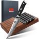 SHAN ZU Damascus Steakmessenset met Messenblok, 6-Delige Steakbestekset Van 67-Laags Japans Damascusstaal, Ergonomische G10-Handgreep - Pro-Serie