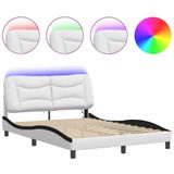 VidaXL Bedframe met LED zonder matras "Hvar" Wit en Zwart 120x200 cm