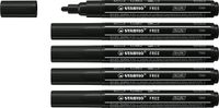 STABILO FREE Acryl Marker T300 Ronde Punt Zwart Doos 5 stuks