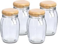 Zeller Voorraadpotten/bewaarpotten - 4x - 1.2L - glas - met beugelsluiting - D12 x H19 cm