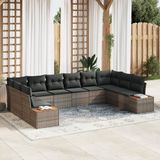 vidaXL Tuinbank - Set - 4 zitplekken - Grijs - Polyrattan
