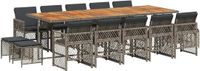 vidaXL 15-delige Tuinset met kussens, polyrattan, grijs