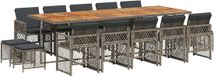 vidaXL 15-delige Tuinset met kussens, polyrattan, grijs