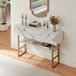 en.casa Consoletafel Varberg 120x30x75 cm marmerlook wit en goudkleurig