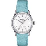 Tissot T-Classic Chemin des Tourelles Powermatic 80 T1392071601100 Horloge - Leer - Blauw - Ø 34 mm