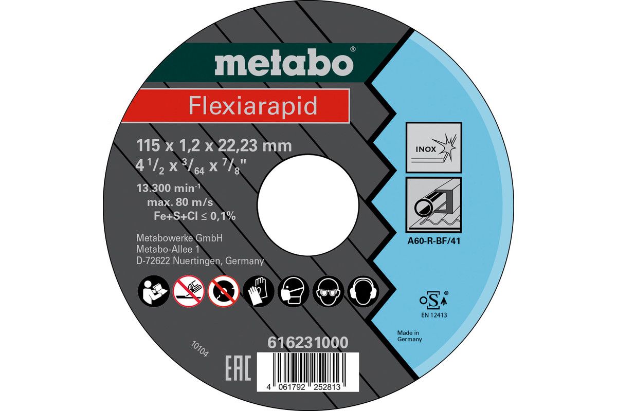 Metabo Accessoires Doorslijpschijf Ø 115x1,2x22,23 Inox, TF 41 Flexiarapid - 616231000