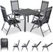 Casaria Aluminium Tuinset 4 Klapstoelen Hoge Rug WPC Tuintafel 80x80 cm Tafelset Tuinmeubelset Grijs