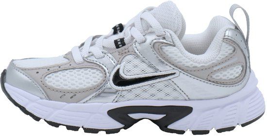 Nike V5 RNR Lage Sneakers Unisex Kinderen Leer Wit/Zilver/Grijs/Zwart Maat 28.5