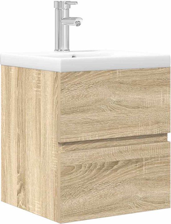 vidaXL 2-delige Badkamermeubelset bewerkt hout sonoma eikenkleurig