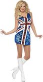 Fever Smiffy's Fever All that Glitters Rule Britannia Kostuum Dames Blauw Polyester Maat L