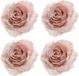 Decoris Kerst decoratie roos - 6x stuks - op clip - poeder roze - D14 cm - kunststof - kerstbloem - bloemen - kerstboomversiering - kerstornamenten