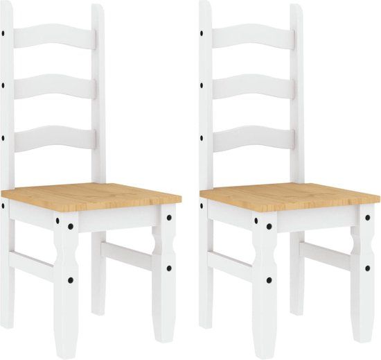 vidaXL Eetkamerstoelen 2 st Corona 42x47x107 cm grenenhout wit