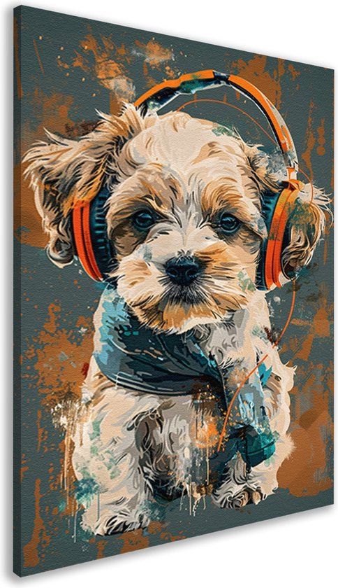Merkloos / Sans marque Canvas schilderij Hond portret - 40x60 cm