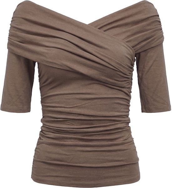 OBJECT BESTSELLER A/S Object Top Off-shoulder ruches L Morel1