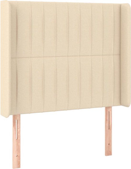 vidaXL Hoofdbord met randen 83x16x118/128 cm stof crèmekleurig