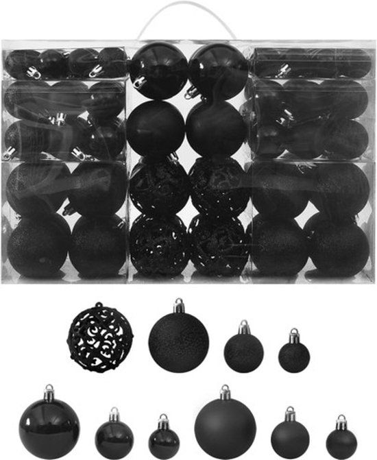 vidaXL - 100-delige - Kerstballenset - zwart