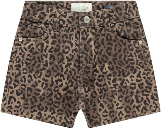 Cars Jeans Short Zebby jr. meisjes panterprint bruin katoen denim regular fit 128