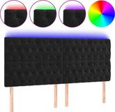 vidaXL Hoofdbord LED 180x7x118/128 cm fluweel zwart