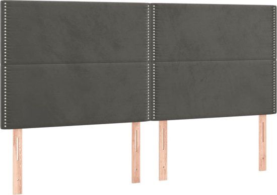 vidaXL Hoofdbord donkergrijs Fluweel 160x5x118/128 cm