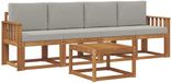 vidaXL Acacia Hout Bank Loungeset 4 Zitplekken Naturel et Gris Clair