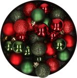 Boules de Noël 28x pièces plastique boules de Noël rouge et vert foncé mélange 3 cm