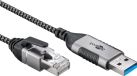 Goobay USB-A (m) naar RJ45 (m) Slimline Gigabit Ethernet Kabel - Nylon Sleeve - 1 meter - Zwart/Grijs