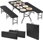 Bier set opklapbaar, 3-delig – tafel + 2 stoelen – 180 cm – HDPE en staal – geschikt voor 6-10 personen – voor binnen- en buitengebruik