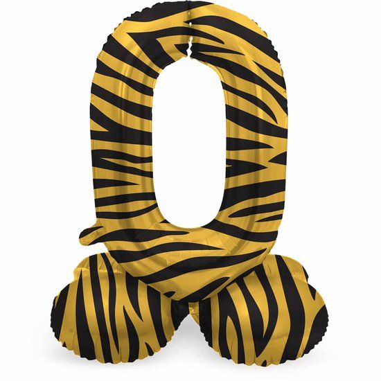Folat Staande folieballon Cijfer 0 Tiger Chic - 72 cm