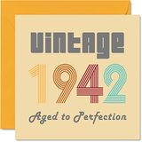 82e verjaardagskaarten voor mannen vrouwen - vintage 1942 oud tot in de perfectie - 82 verjaardagskaart grappig voor haar hem, 145 mm x 145 mm beste vriend verjaardag wenskaarten voor overgrootvader