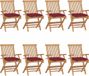 vidaXL Fauteuils pliants avec coussins bordeaux, set de 8, bois de teck massif