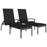 VidaXL Lounge Tuinstoel Gecapitonneerde zitting Gegalvaniseerd staal, Polyester, Polyrattan Antraciet