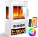 Kesser Cheminée électrique avec radiateur soufflant, thermostat et Wi-Fi, application, télécommande - Blanc