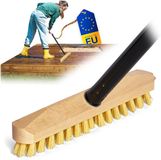 Novaliv Brosse en bois avec poils, raclette avec filetage et manche à vis, brosse de récurage en quatre parties PPN, idéale pour le nettoyage des balcons, terrasses, jardins, espaces intérieurs et extérieurs.