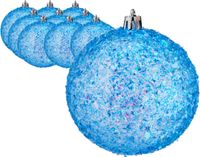 Krist+ Kerstballen - 12x st - blauw glitter - kunststof - 8 cm