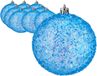 Krist+ Kerstballen - 12x st - blauw glitter - kunststof - 8 cm