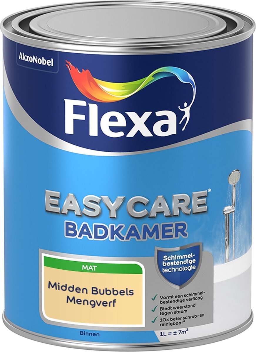 FLEXA Easycare Muurverf - Badkamer - Mat - Mengkleur - Midden Bubbels - 1 liter