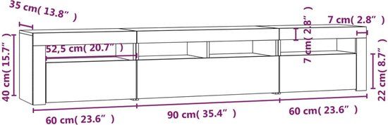 vidaXL Tv-meubel met LED-verlichting 210x35x40 cm grijs sonoma eiken
