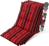 Beautissu Sun-NL Set van 4 Premium Lage Rugleuning Kussen 100x50 cm - UV-bestendig & 8cm Dik Kussen Tuinstoelkussen Antislip Bevestigingsbanden Stevige Stof Rood Gestreept
