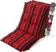 Beautissu Sun-NL Set van 4 Premium Lage Rugleuning Kussen 100x50 cm - UV-bestendig & 8cm Dik Kussen Tuinstoelkussen Antislip Bevestigingsbanden Stevige Stof Rood Gestreept